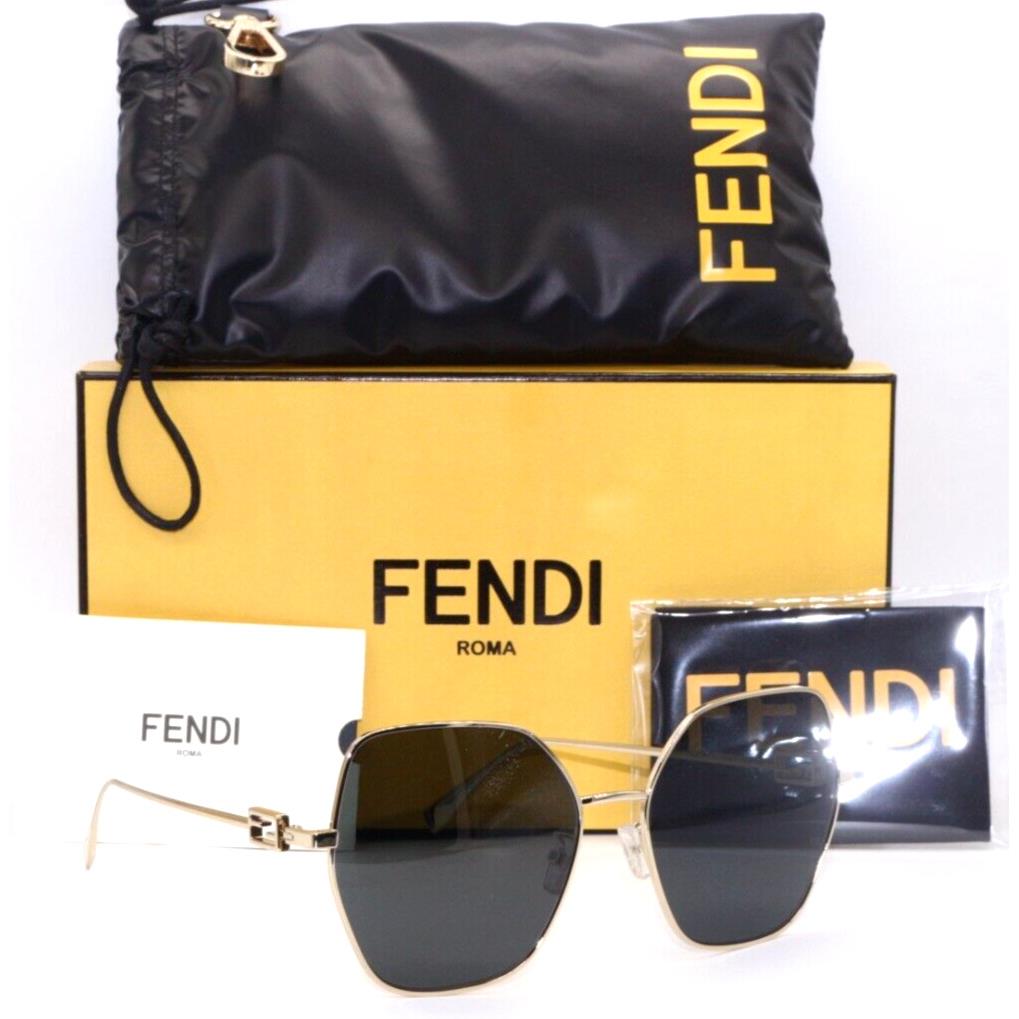 Fendi FE 40033U 10A Gold with Grey Lenses Frames Sunglasses 59-17