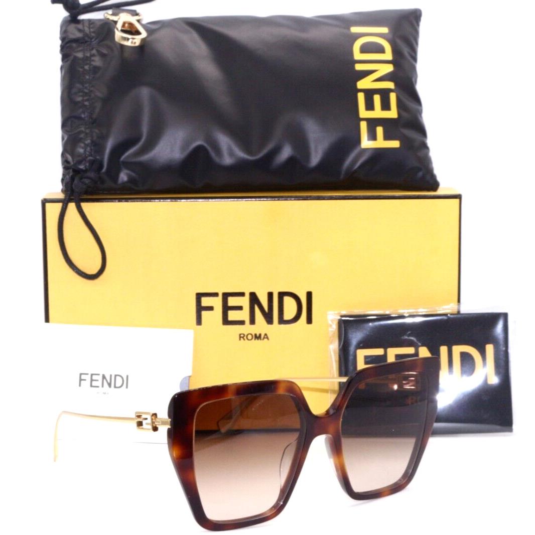 Fendi FE 40012U 53F Havana Gold/brown Gradient Lenses Sunglasses 55-18