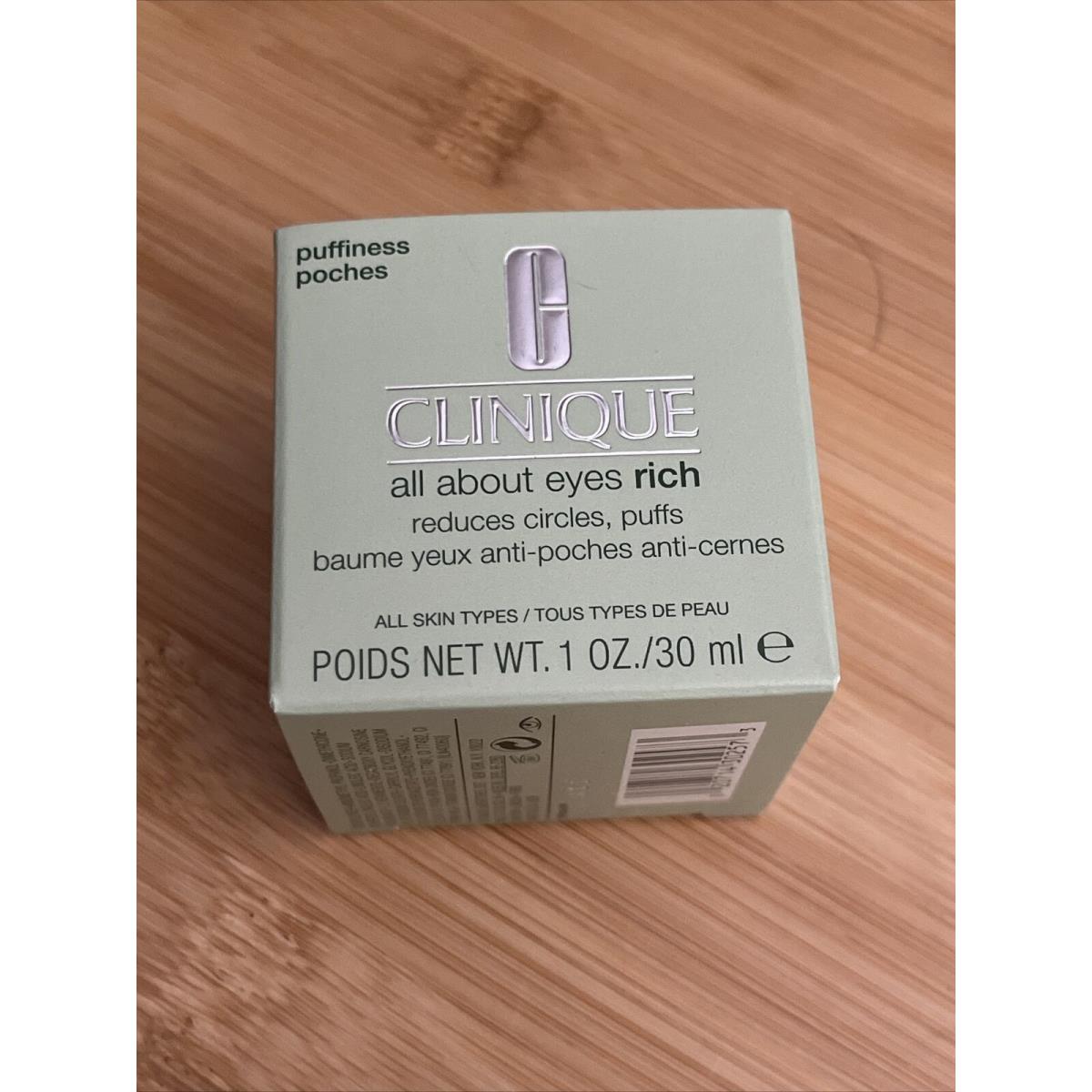 Clinique All About Eyes Rich Reduces Circles Puffiness All Skin Types 1 OZ