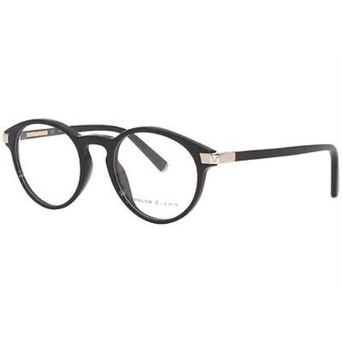 Police VPLC53 0700 Eyeglasses Men`s Black Full Rim Round Optical Frame 51mm - Black Frame