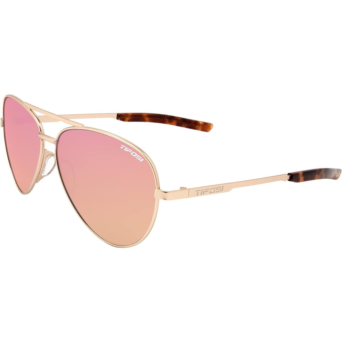 Tifosi Shwae Tangle Free Aviator Sunglasses For Men Women - Ideal For Flying Golf H Gold (Pink Mirror)