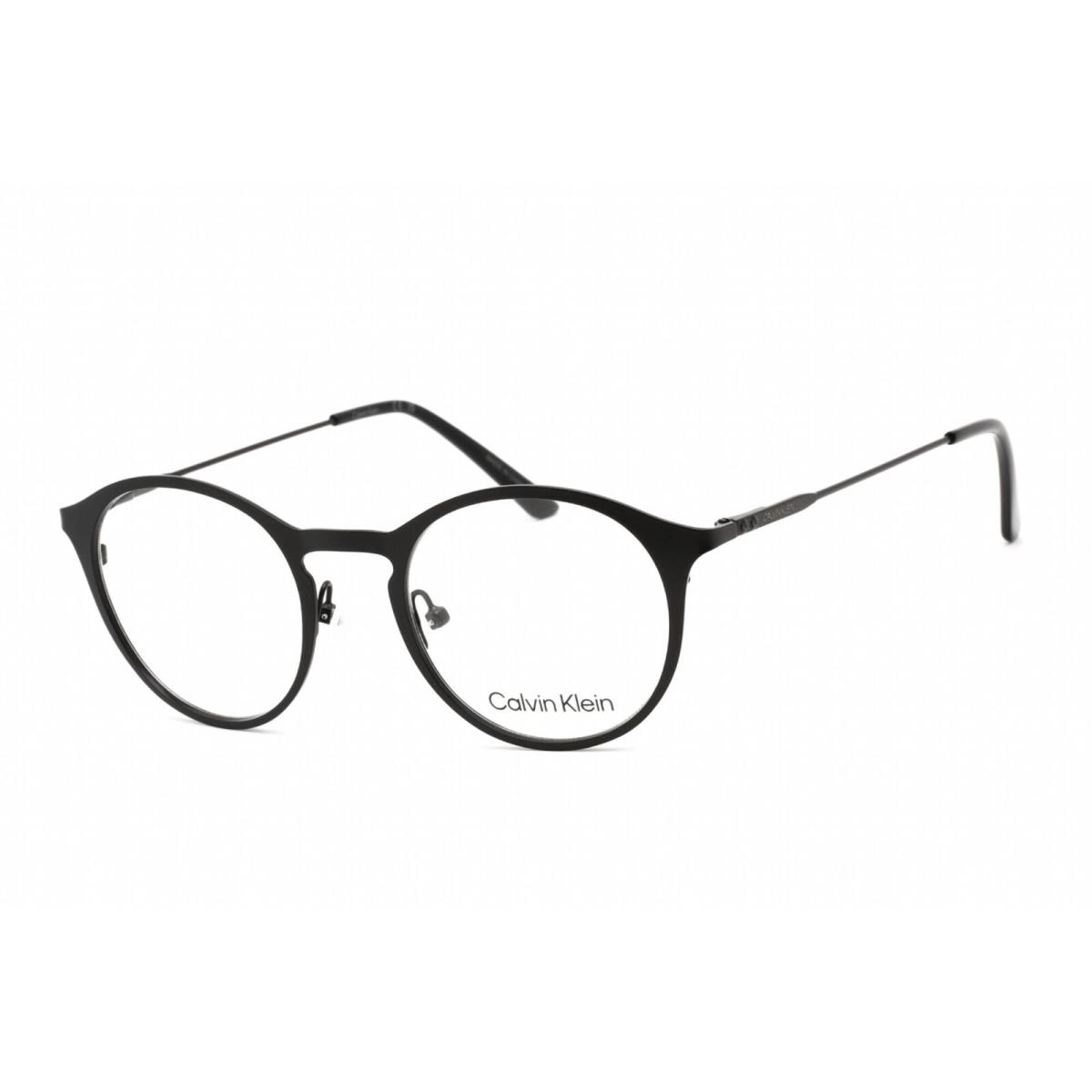 Calvin Klein Men`s Eyeglasses Full Rim Round Matte Black Metal Frame CK20112 001