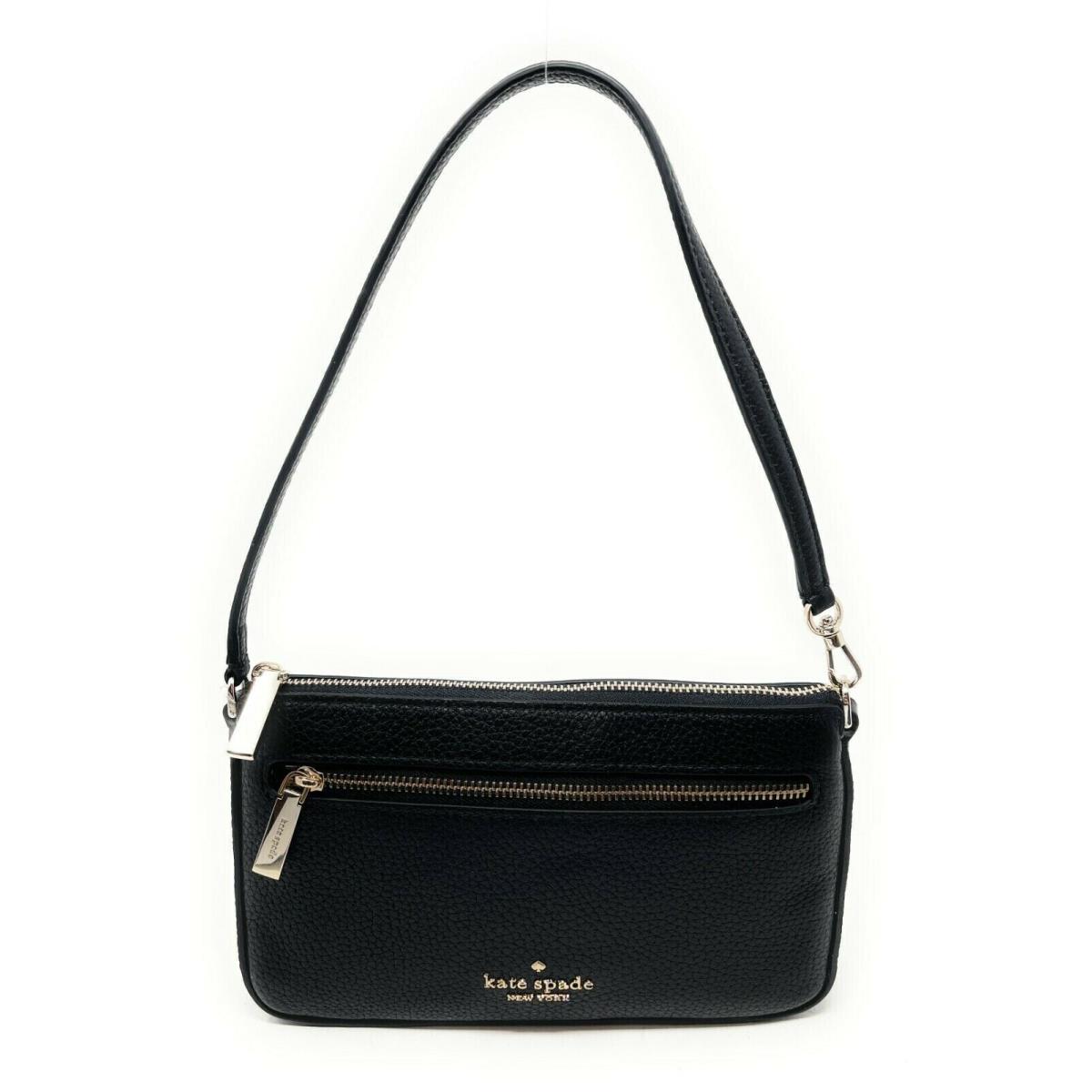 Kate Spade Leila Convertible Wristlet Shoulder Bag Leather Black K6088 - Handle/Strap: Black, Exterior: Black
