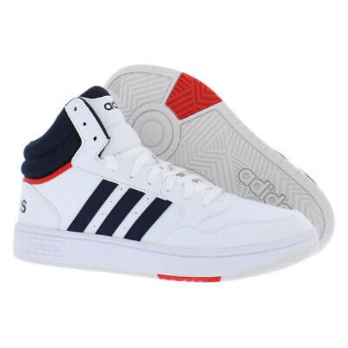 Adidas Hoops 3.0 Mid Mens Shoes - Cloud White/Legend Ink/Vivid Red , White Main