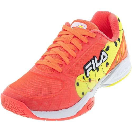 Fila Volley Zone Womens Pickleball Shoe Fiery Coral/White/Safety Yellow