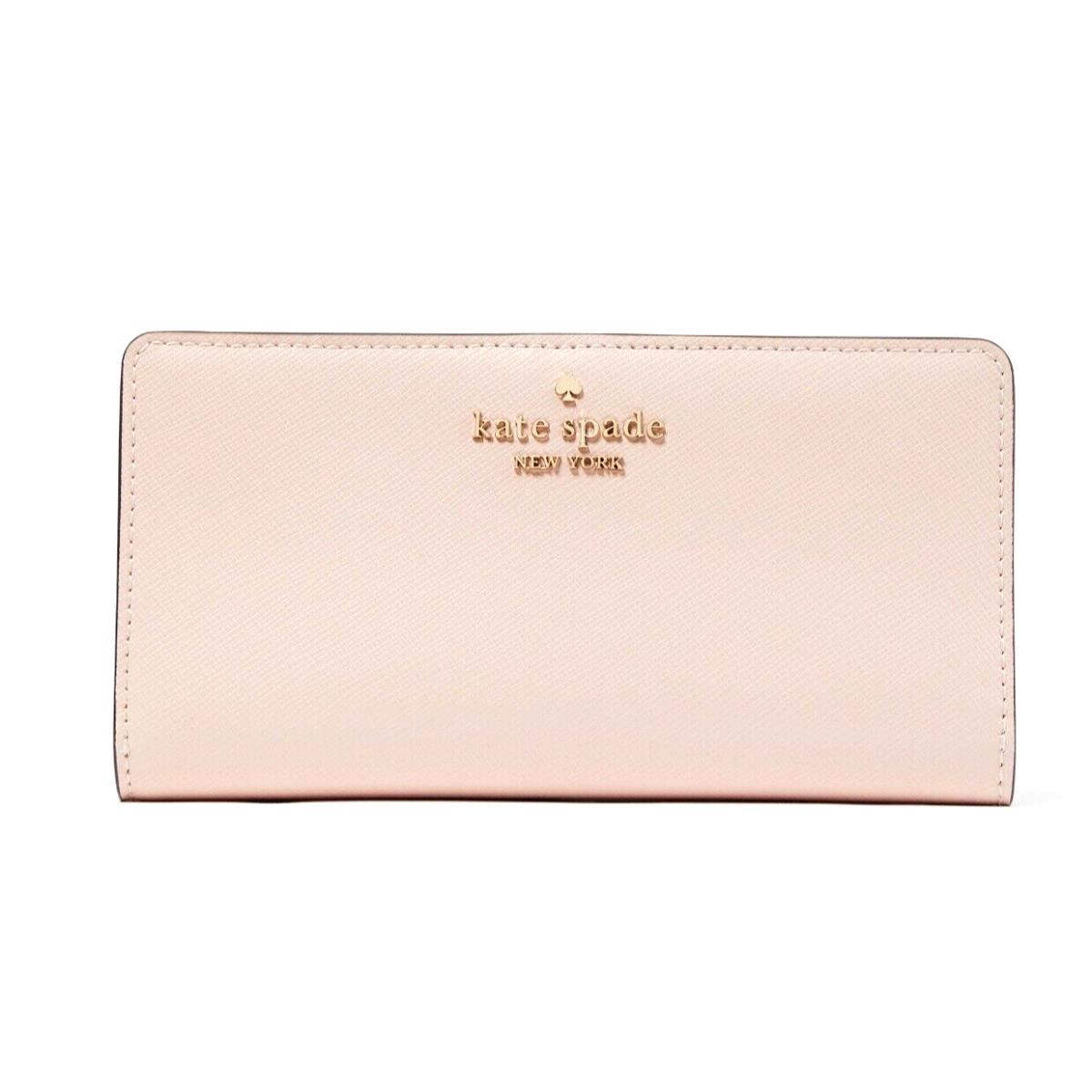 New Kate Spade Madison Large Slim Bifold Saffiano Leather Wallet Conch Pink