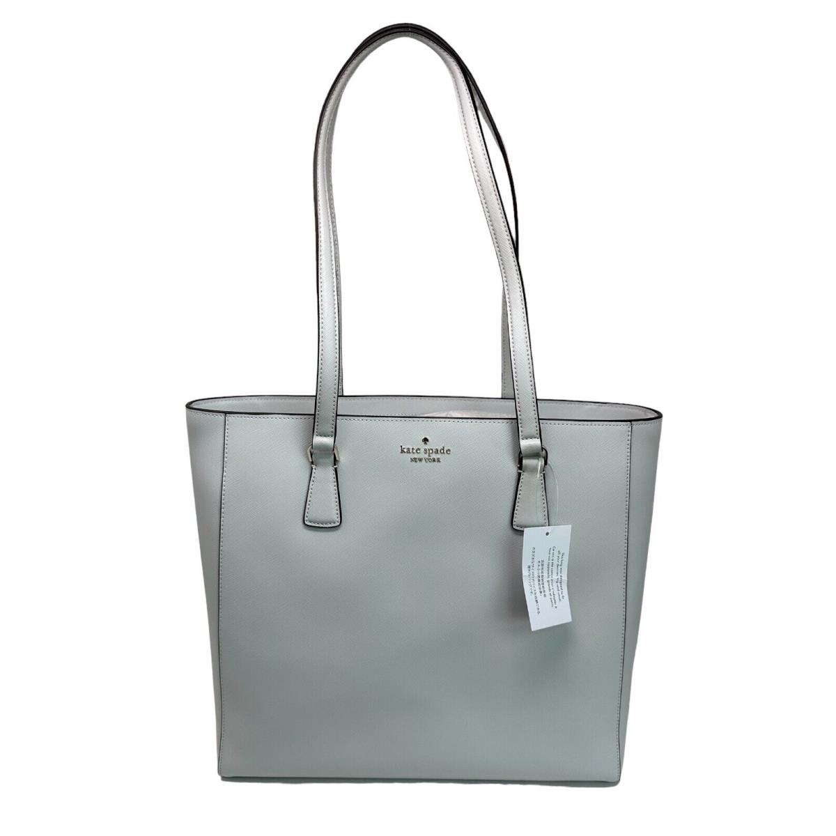 Kate Spade Perry Saffiano Leather Laptop Tote Bag Stone Path K8693 - Handle/Strap: , Hardware: Gold, Exterior: