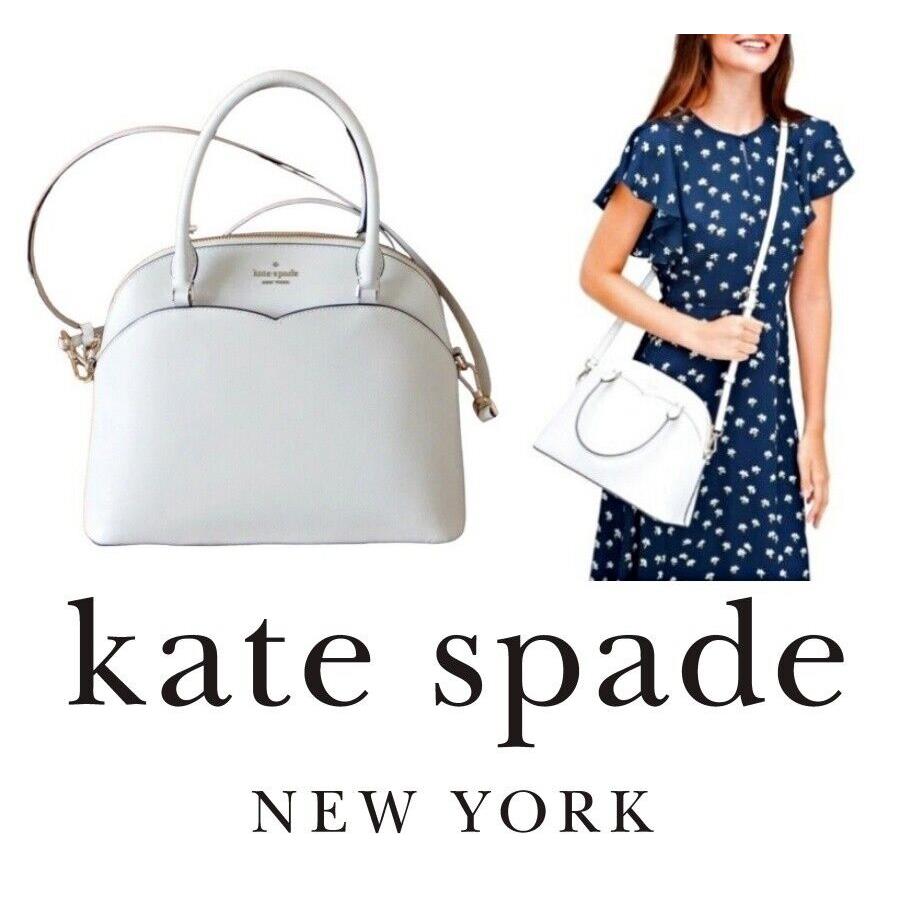 Kate Spade Payton Medium Dome Satchel Saffiano Leather White Dove 9 h x12 w