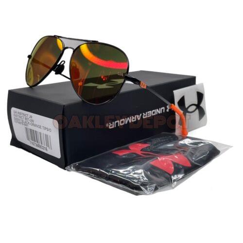 Under Armour UA Instinct JR Shiny Black/orange Youth Aviator Sunglasses 86 - SHINY BLACK Frame, Orange Lens