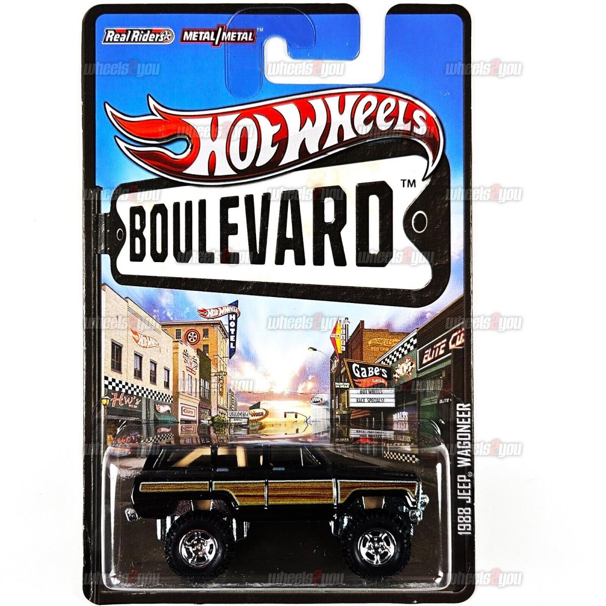 2013 Hot Wheels - 1988 Jeep Wagoneer Black - Boulevard 1:64 HW Mattel X8239