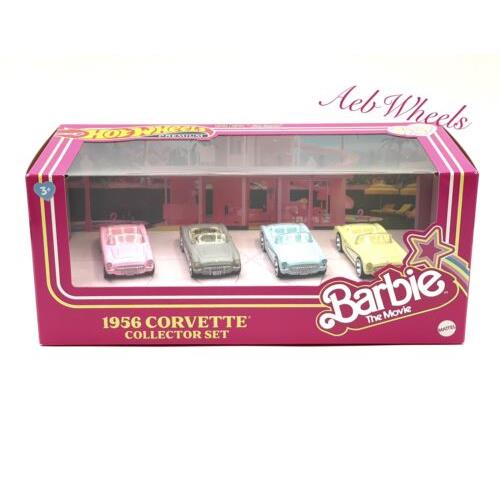 2023 Hot Wheels Barbie Movie 1956 Corvette Diorama 4 Pack Car Collector Gift Set