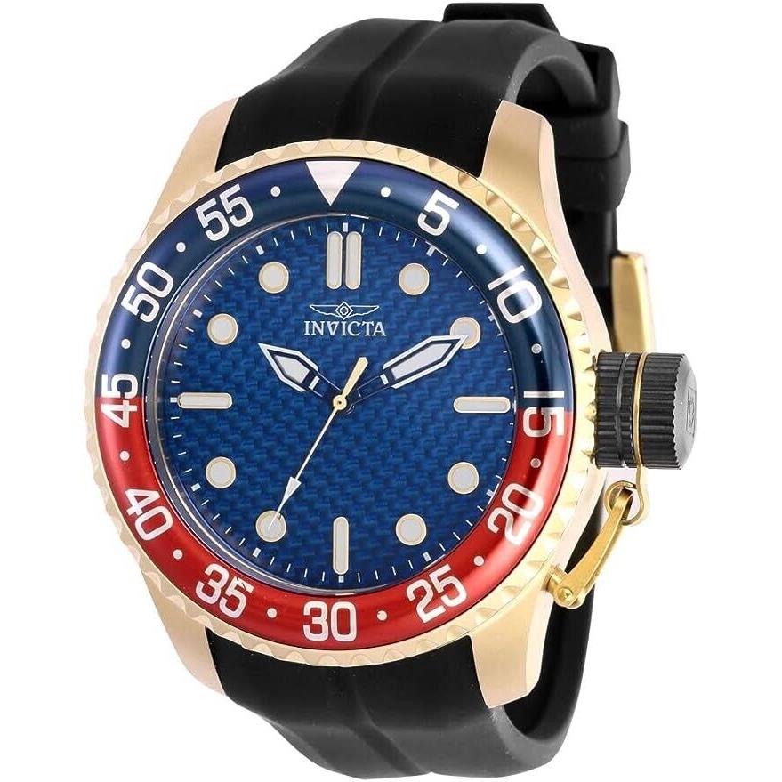 Invicta 50mm Pro Diver Carbon Fiber Blue Dial Pepsi Bezel Men`s Watch 35658