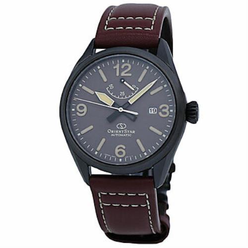 Orient Star Automatic Grey Dial Leather Men`s Watch RE-AU0202N