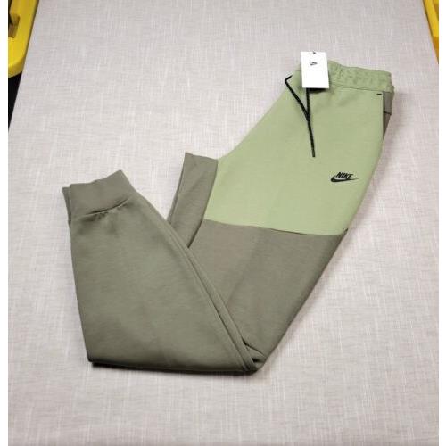 Nike Tech Fleece Jogger Pants Large Mens Green Black Color Block Tapered