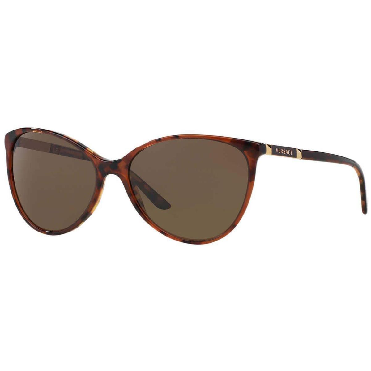 Versace Women`s Amber Havana Round Cat Eye Sunglasses - VE4260 507773 58 - Italy