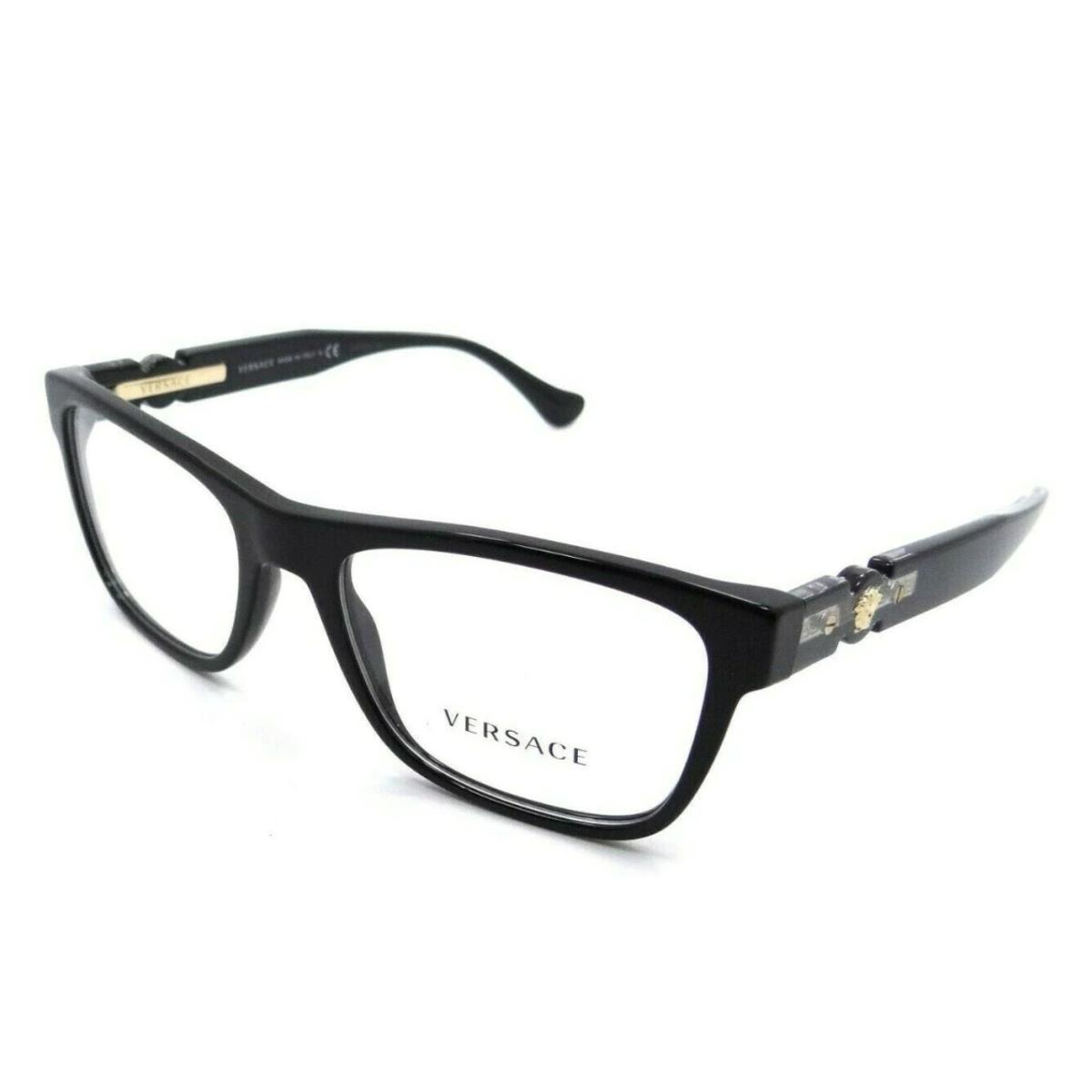 Versace Eyeglasses Mod. 3303 GB1 55-18 140 Black on Crystal Gold Frames - Shiny Black , Black & Gold Frame, Demos with Logo Imrint Lens