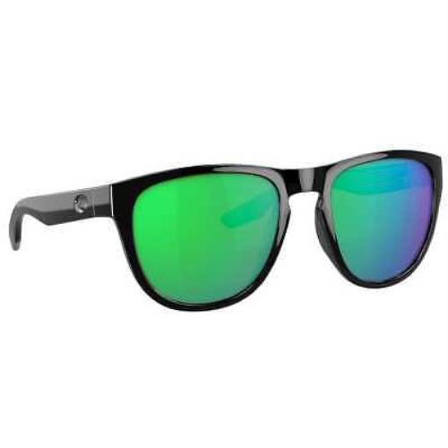 Costa Irie Black Frame Sunglasses W/green Mirror 580P Lenses 06S9082-90820255