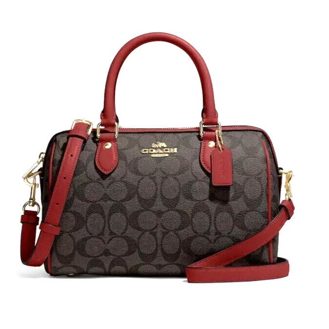 Coach Rowan Signature Canvas Satchel Brown/true Red CH280