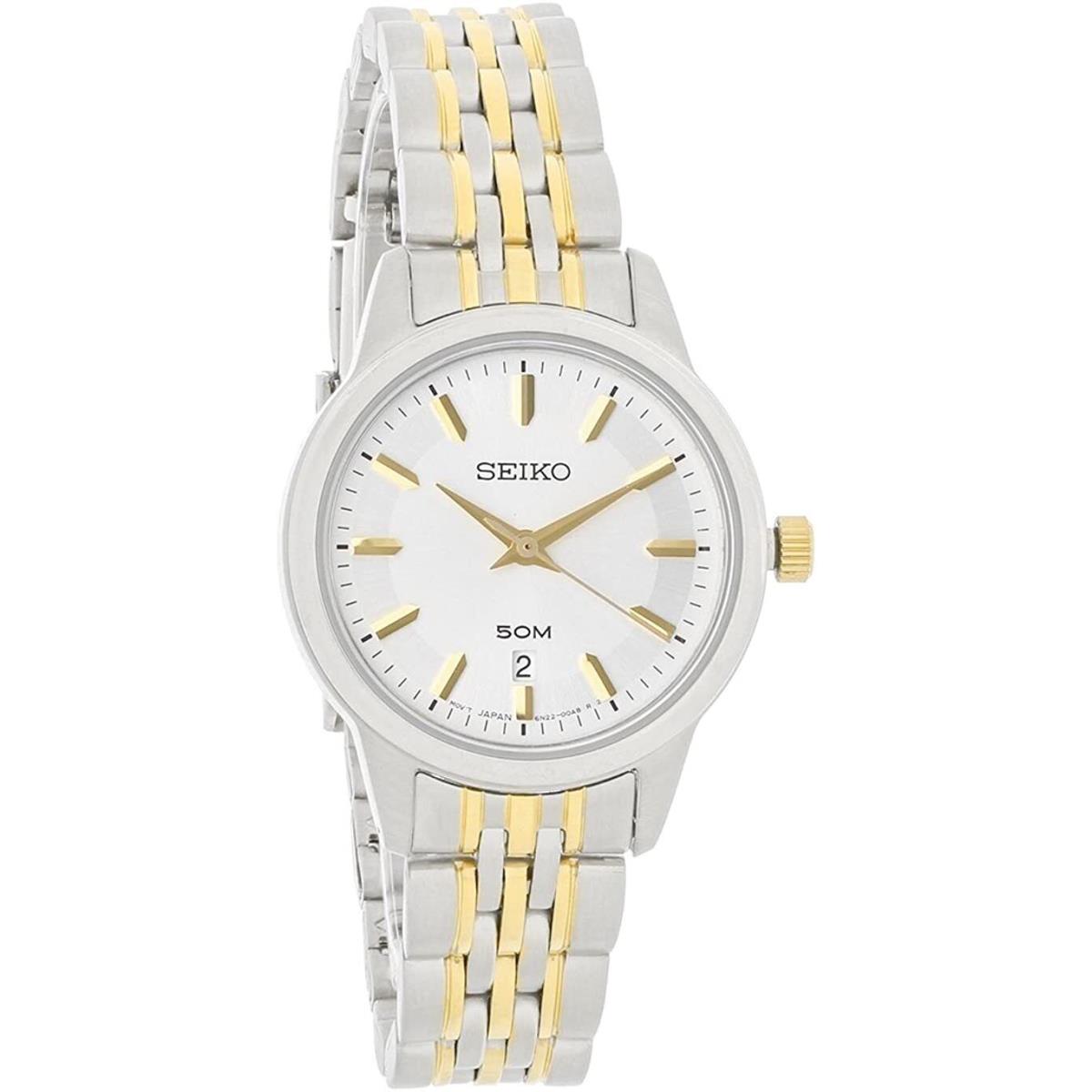 Seiko Women Watch SUR893 Two-tone Gold Stainless Steel Japanese Quartz Wristwatc