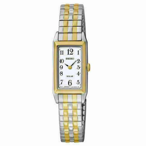 Seiko Solar Women`s Watch SUP228 Two-tone Gold Stainless Steel Quartz Wristwatch