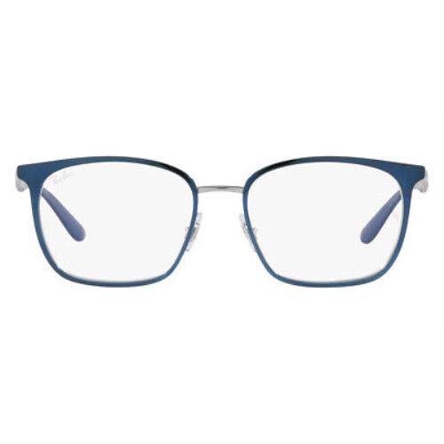 Ray-ban RX6486 Eyeglasses Unisex Blue on Gunmetal Square 52mm