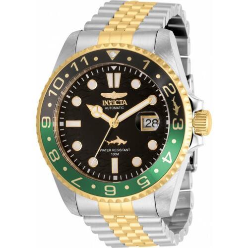 Invicta Men`s Watch Pro Diver Automatic Black Dial Two Tone Steel Bracelet 35151