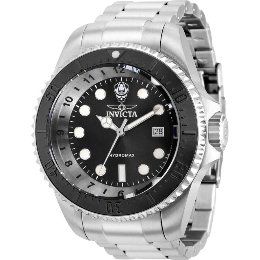 Invicta Men`s Watch Hydromax Quartz Silver Tone and Black Bezel Bracelet 38018