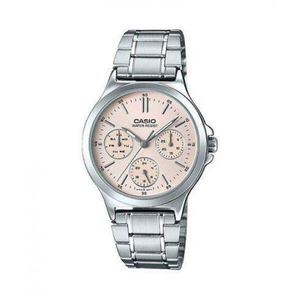 Casio LTP-V300D-4A Multi Hands Pinky Dial Stainless Steel Ladies` Dress Watch