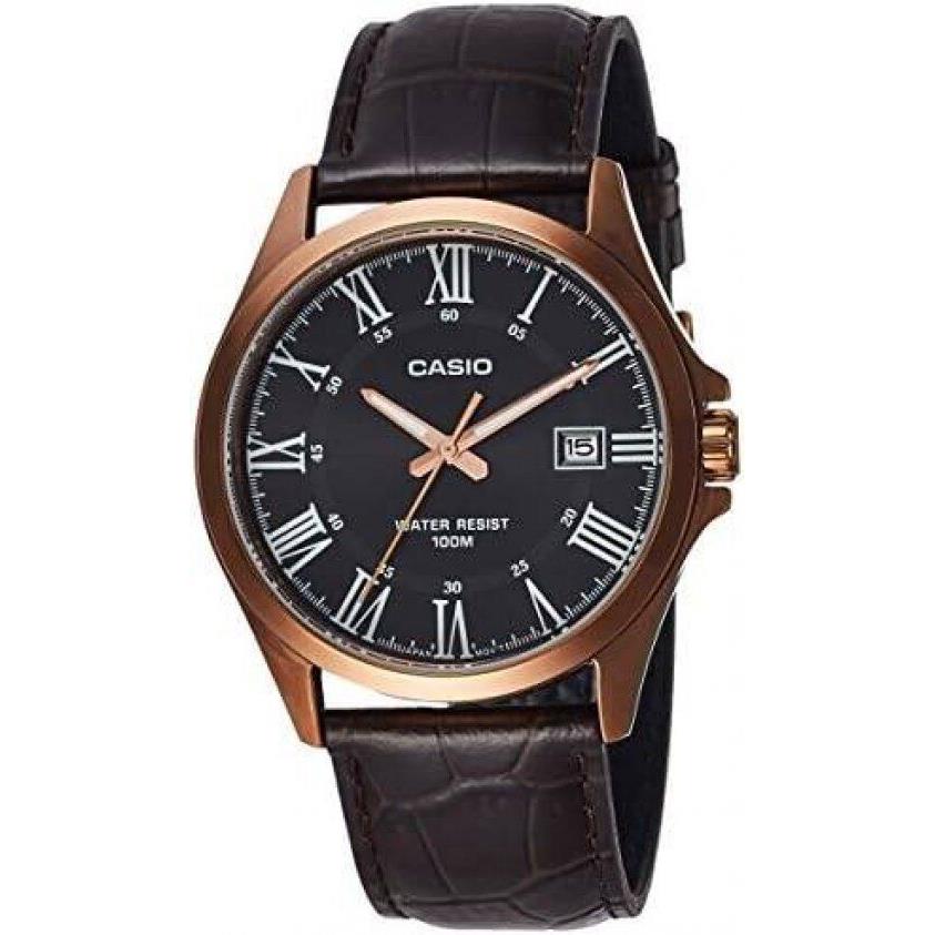 Casio Men`s Dial Leather Band Watch - MTP-1376RL-1A