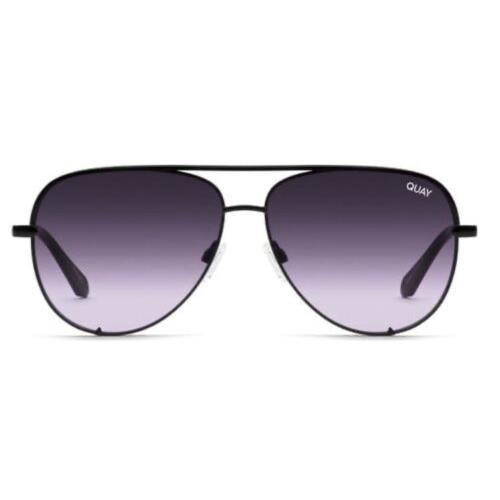 Quay Australia High Key 64mm Oversize Aviator Sunglasses Black/black Purple Fade