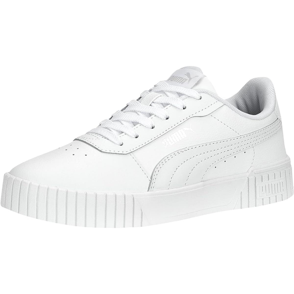 Women`s Shoe Puma Carina 2.0 Leather Lace Up Sneakers 38584902 White / Silver