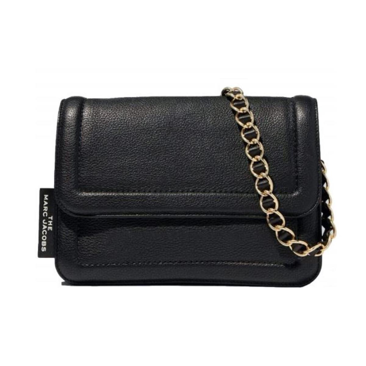 Marc Jacobs The Cushion Leather Shoulder Bag Black