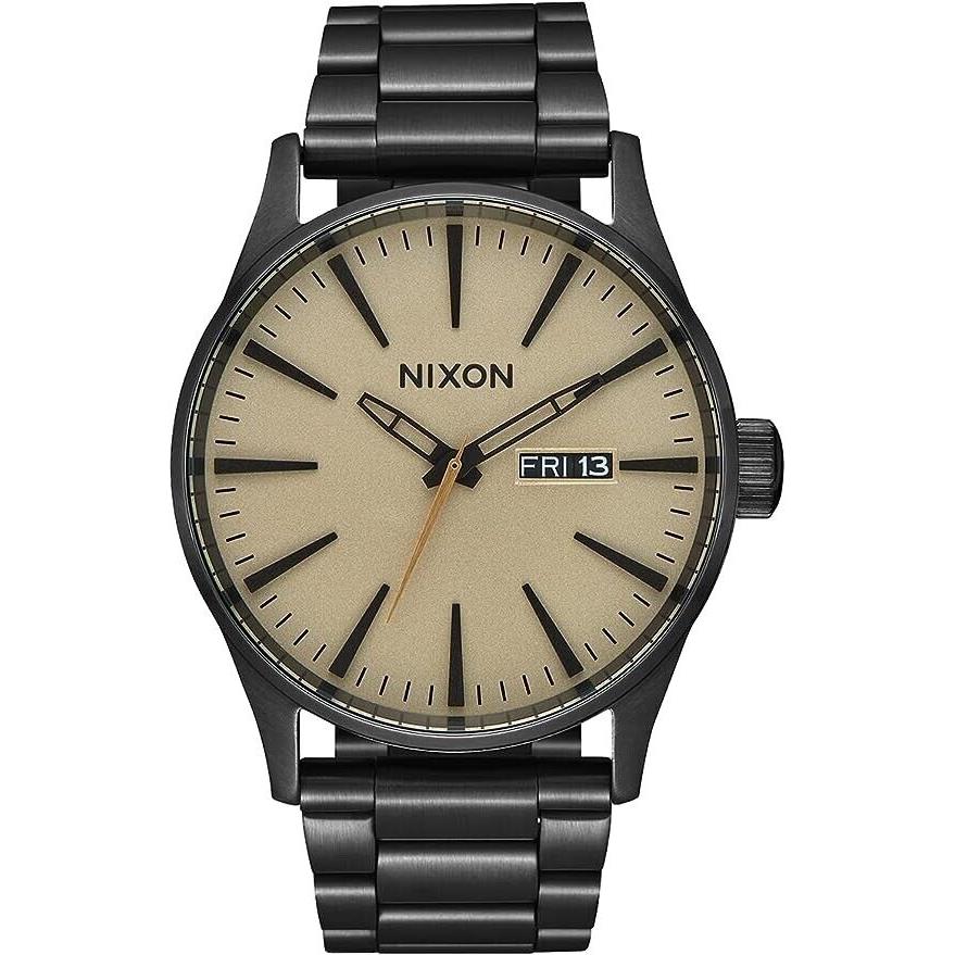 Nixon Sentry Black Khaki Watch 42mm Water Resistant A356 1439