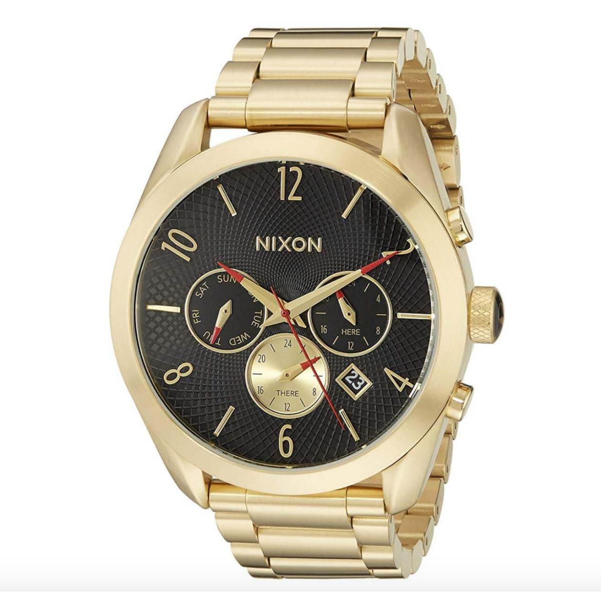 Nixon Bullet Chronograph Gold Watch with Black Face 42mm A366 510