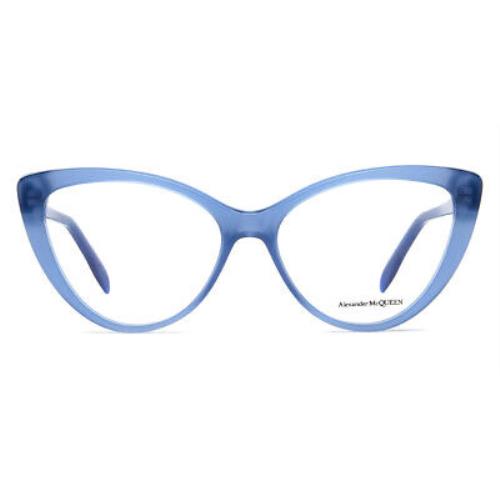 Alexander Mcqueen AM0287O Eyeglasses Women Blue Cat Eye 54mm - Frame: Blue, Lens: