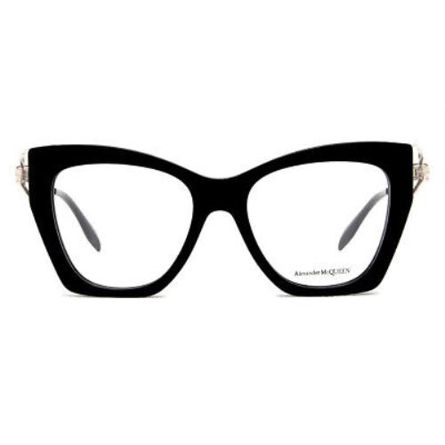 Alexander Mcqueen AM0376O Eyeglasses Black/silver 51mm - Frame: Black/Silver, Lens: