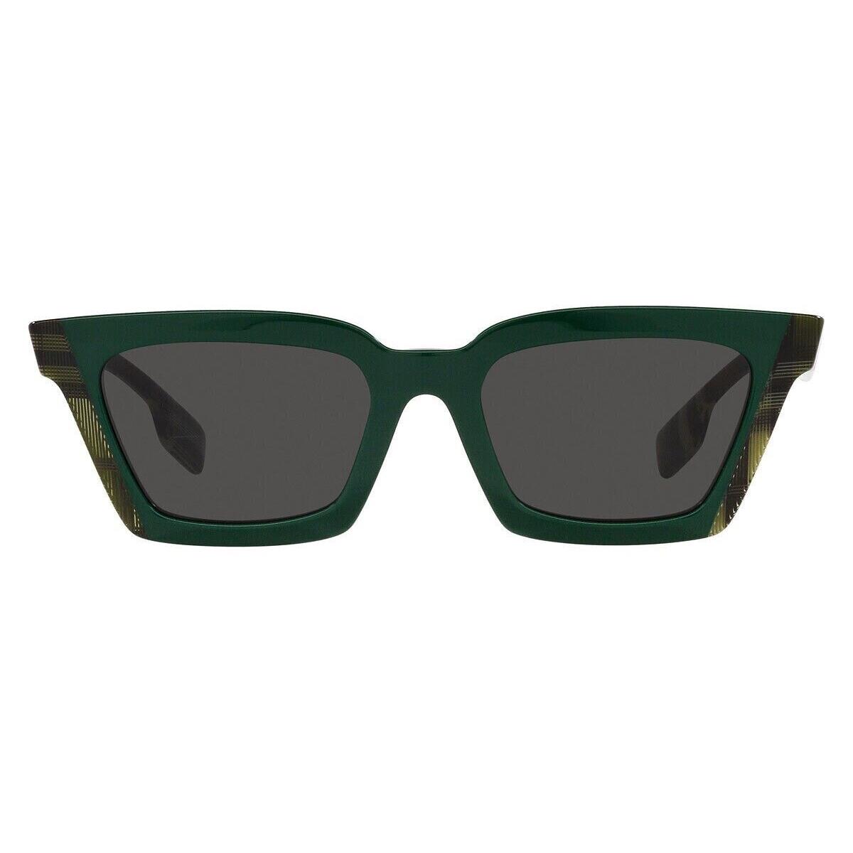 Burberry Briar BE4392U Women`s Sunglasses Green/check Green Frame Dark Gray Lens