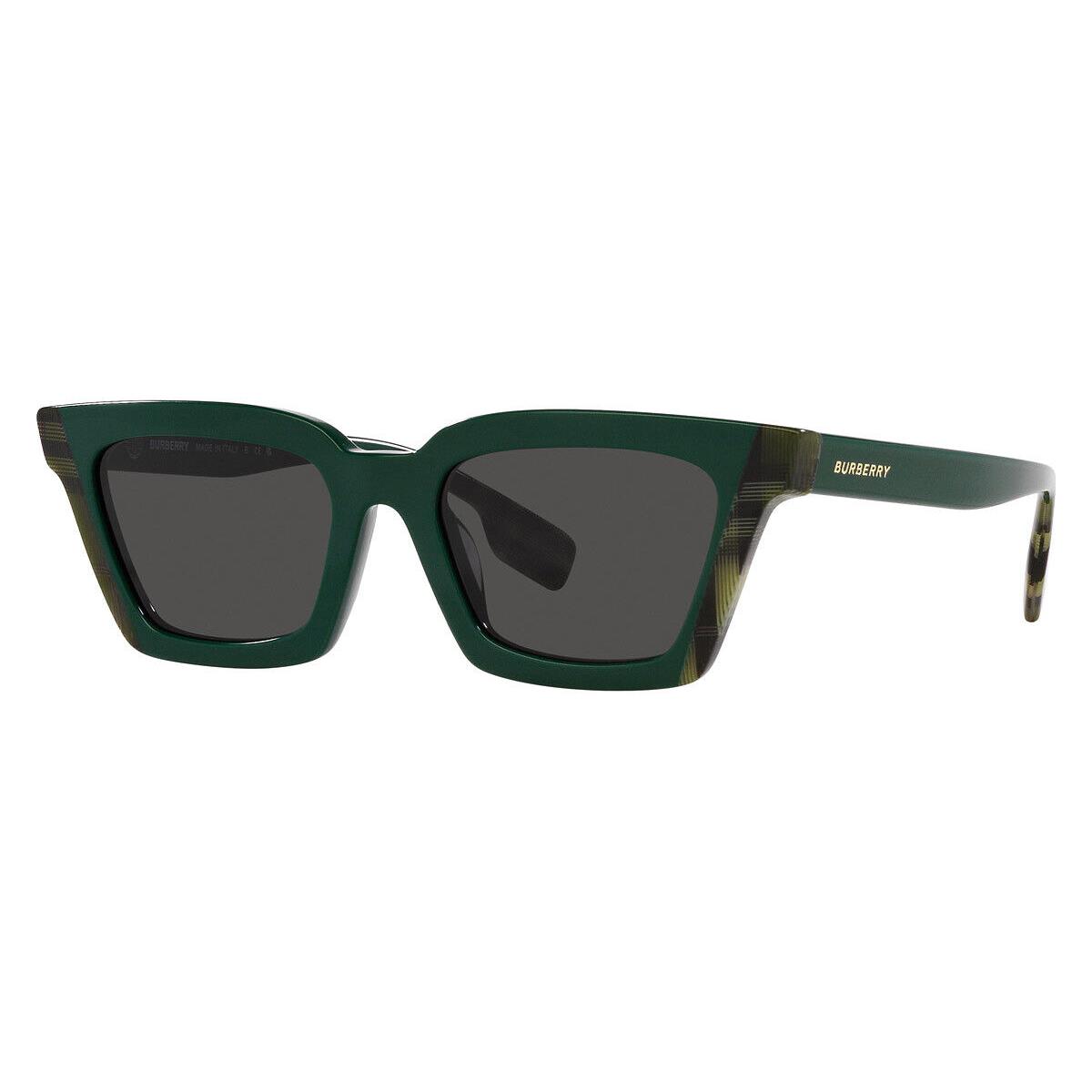 Burberry Briar BE4392U Sunglasses Green/check Green Dark Gray 52mm - Frame: Green/Check Green / Dark Gray, Lens: Dark Gray