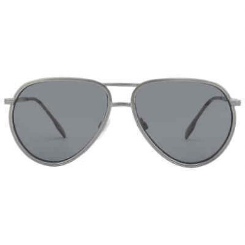 Burberry Scott Polarized Dark Grey Pilot Men`s Sunglasses BE3135 114481 59 - Frame: Grey, Lens: Grey