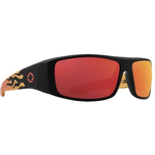 Spy Optic Logan Sunglasses - Boo Johnson Mt Blk Flame - Happy Gray Green Red Mir - Frame: Boo Johnson - Matte Black Orange Flames, Lens: Happy Gray Green Red Mirror