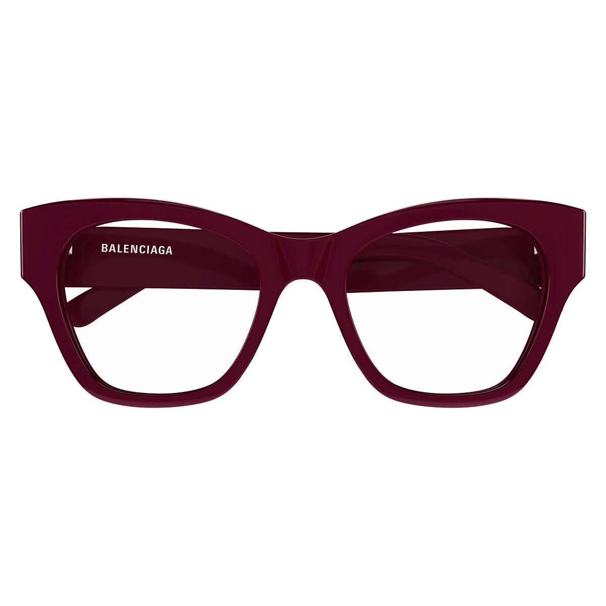 Balenciaga BB0263O Eyeglasses Women Burgundy Square 52mm