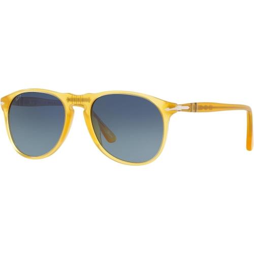 Persol P09649S 204/S3 55mm Polarized Sunglasses - Frame: Yellow, Lens: Blue