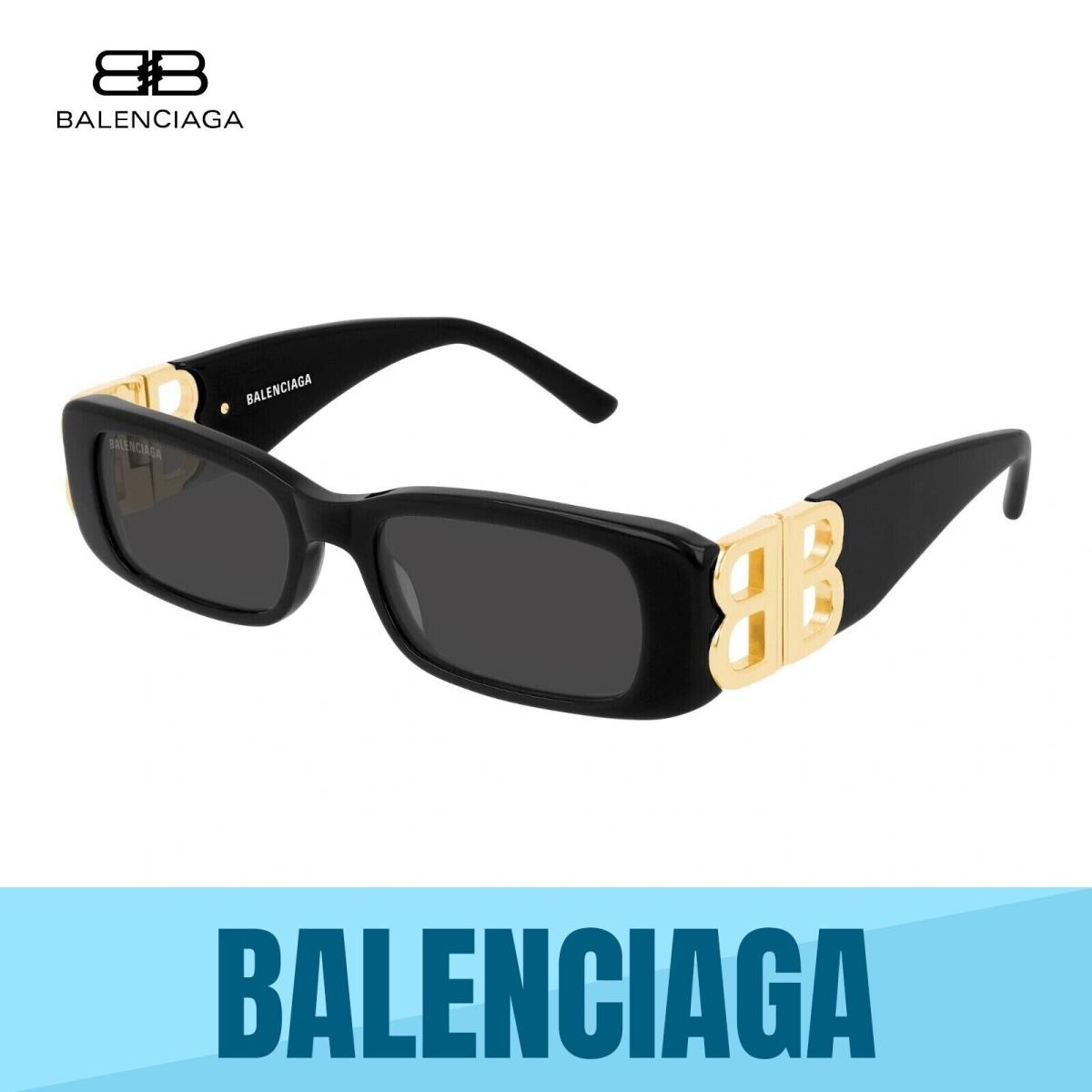 Balenciaga BB0096S 001 Black Gold - Grey Lens Women Sunglasses 51MM