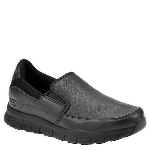 Womens Skechers Work Nampa-annod Black Leather Shoes Wide