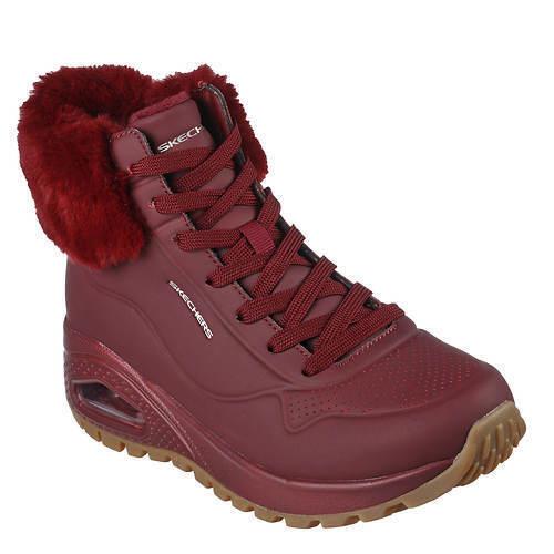 Womens Skechers Uno Rugged Burgundy Leather Shoes