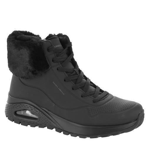Womens Skechers Uno Rugged Black Leather Shoes