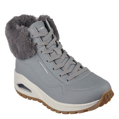 Womens Skechers Uno Rugged Grey Leather Shoes