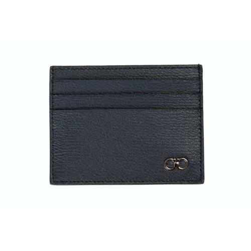 Salvatore Ferragamo Men`s Blue Textured Leather Card Case