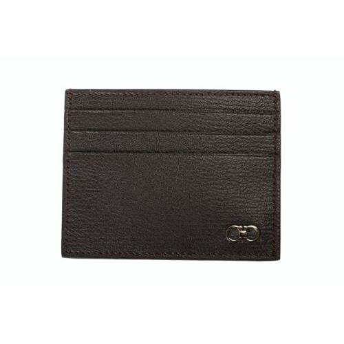 Salvatore Ferragamo Men`s Dark Brown Textured Leather Card Case