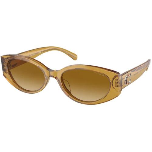 Coach Women`s Sunglasses Transparent Honey Oval Plastic Frame 0HC8353F 57152L57